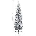 vidaXL Sapin de Noël mince pré-éclairé flocon de neige vert 180 cm PVC