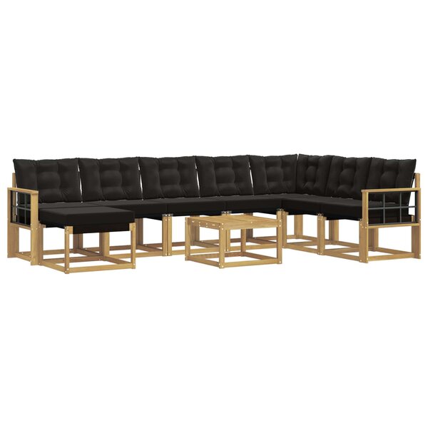 vidaXL Ensemble de canapés d'extérieur 9 pc Blanc et noir