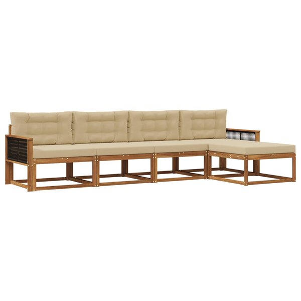 vidaXL Ensemble de canapés d'extérieur 5 pc Naturel et Beige
