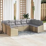 vidaXL Ensemble de canapé de jardin 9 Pièces Beige Poly rotin