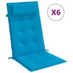 vidaXL Coussins de chaise à dossier haut lot de 6 bleu clair