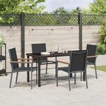 vidaXL Ensemble de salle à manger pour jardin 5 Pièces Noir