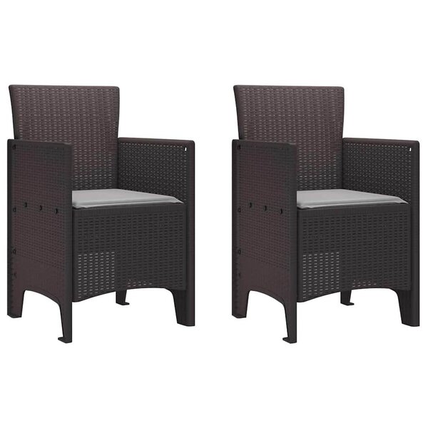vidaXL Chaise de jardin 2 Pièces Marron 53 x 49 x 85 cm PP