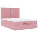 vidaXL Cadre de lit ottoman avec matelas rose 140x190 cm velours