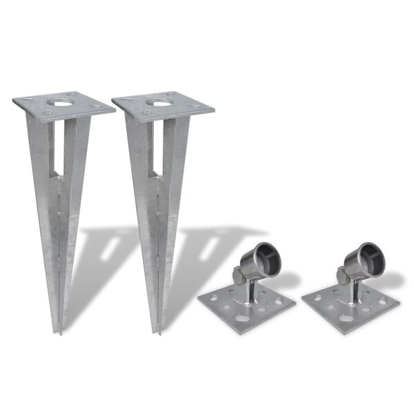 vidaXL Piquets de poteau d'appui 2 Pièces Acier