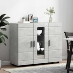 vidaXL Buffet Gris béton 55.5 x 29 x 100 cm Bois d'ingénierie