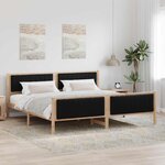 vidaXL Cadre de lit Marron et noir 200 x 200 cm Bois massif en pin