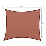 Voile d'ombrage rectangulaire 3 x 4 m polyéthylène haute densité résistant aux UV rouge