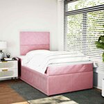 vidaXL Sommier à lattes de lit avec matelas rose 120x190 cm velours