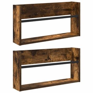 vidaXL Étagère à magazines 2 Pièces Chêne fumé 60 x 12 x 30 cm