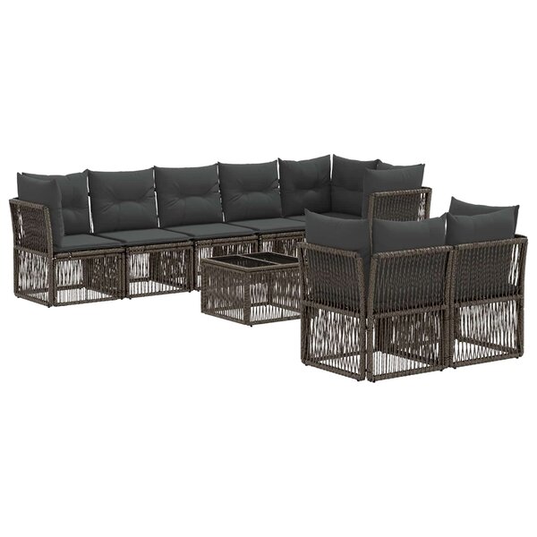 vidaXL Ensemble de canapé de jardin 9 Pièces Gris polyrotin