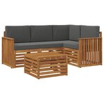 vidaXL Ensemble de canapés d'extérieur 5 Pièces Naturel et Anthracite