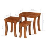 vidaXL Table gigogne 3 Pièces Bois massif d'acacia 50x35x50 cm Marron