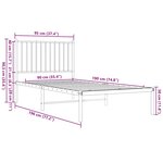 vidaXL Cadre de lit métal sans matelas avec tête de lit noir 90x190 cm