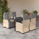 vidaXL Ensemble à manger de jardin coussins 5 Pièces mélange beige rotin