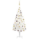 vidaXL Arbre de Noël artificiel pré-éclairé et boules blanc 180 cm