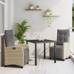 vidaXL Set de Salle à Manger de Jardin 3 Pièces Beige Rattan Poly