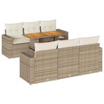 vidaXL Salon de jardin avec coussins 7 Pièces beige résine tressée