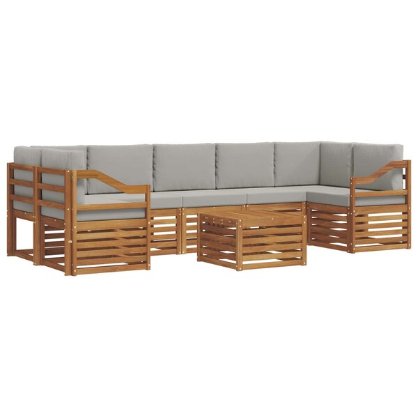 vidaXL Ensemble de canapés d'extérieur 8 pc Gris Naturel et Clair