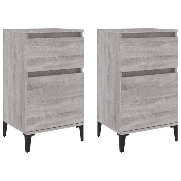 vidaXL Tables de chevet 2 Pièces sonoma gris 40x35x70 cm