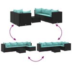 vidaXL Salon de jardin 6 Pièces avec coussins Noir Résine tressée
