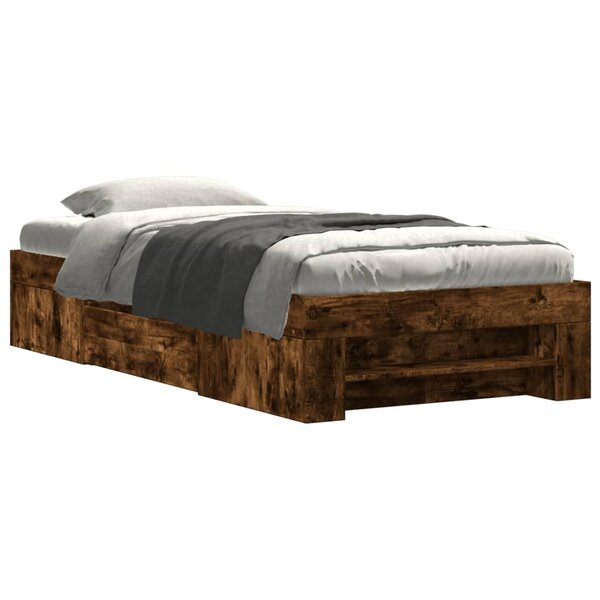 vidaXL Cadre de lit sans matelas chêne fumé 90x190cm bois d'ingénierie