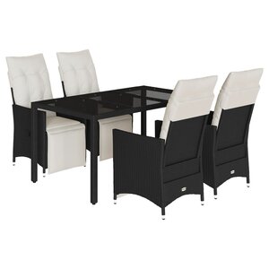 vidaXL Ensemble à manger de jardin coussins 5Pièces Noir Résine tressée