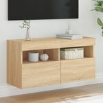 vidaXL Meuble TV mural avec lumières LED chêne sonoma 80x30x40 cm