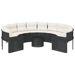 vidaXL Canapé de jardin avec table coussins rond noir résine tressée