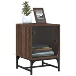 vidaXL Table de chevet avec porte en verre chêne marron 35x37x50 cm