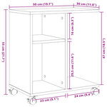 vidaXL Table d'appoint avec roues noir 50x30x55 cm bois d'ingénierie