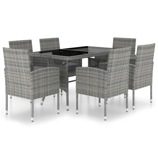 vidaXL Ensemble à Manger de jardin 7Pièces Résine tressée Anthracite gris