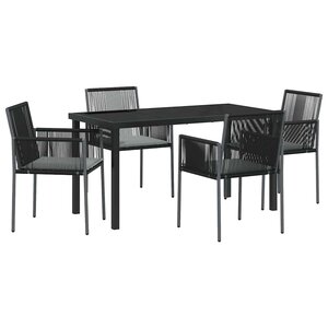 vidaXL Ensemble de salle à manger pour jardin 5 Pièces Noir Rotin PE