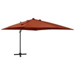 vidaXL Parasol déporté avec mât et lumières LED Terre cuite 300 cm