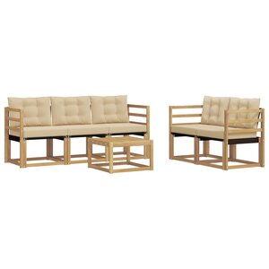 vidaXL Ensemble de canapés d'extérieur 6 Pièces Blanc et Beige