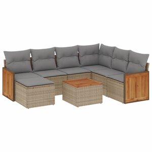 vidaXL Salon de jardin avec coussins 8 Pièces beige résine tressée