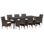 vidaXL Ensemble de Salle à Manger de Jardin 9 Pièces Marron Rattan Poly