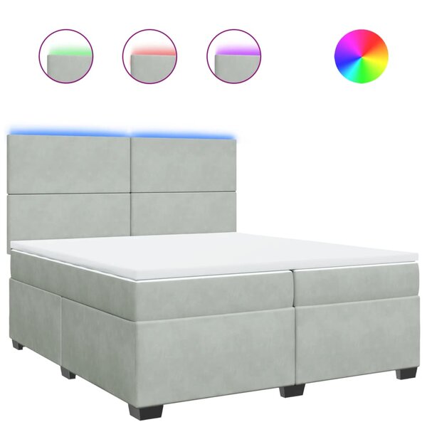 vidaXL Sommier à lattes de lit et matelas Gris clair 200x200cm Velours