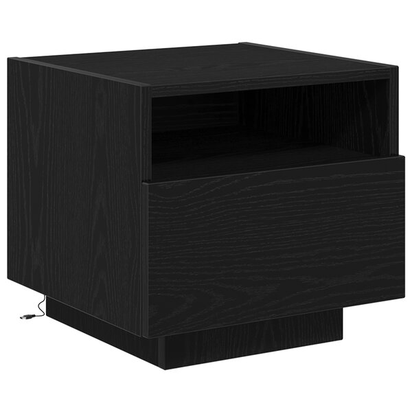 Table de chevet vidaXL avec lumières LED en chêne noir 40x39x37 cm