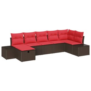 vidaXL Ensemble de canapé de jardin 7 Pièces Marron 55 x 62 x 69 cm