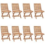 vidaXL Chaises pliables de jardin avec coussins lot de 8 Teck solide