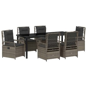 vidaXL Ensemble de salle à manger pour jardin 7 Pièces Gris polyrotin