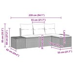 vidaXL Ensemble de canapé jardin 4 pièces avec coussins noir en rotin synthétique