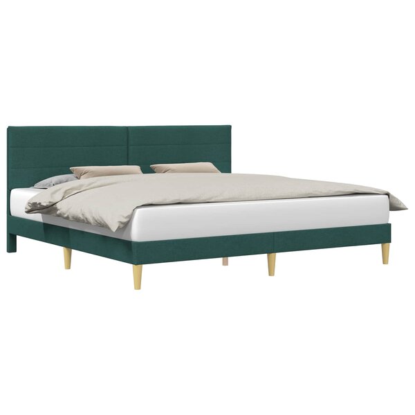 vidaXL Cadre de lit avec tête de lit Vert foncé 200 x 200 cm Tissu