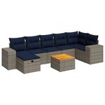 vidaXL Salon de jardin 8 Pièces avec coussins gris résine tressée