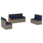 vidaXL Salon de jardin 7 Pièces avec coussins gris résine tressée