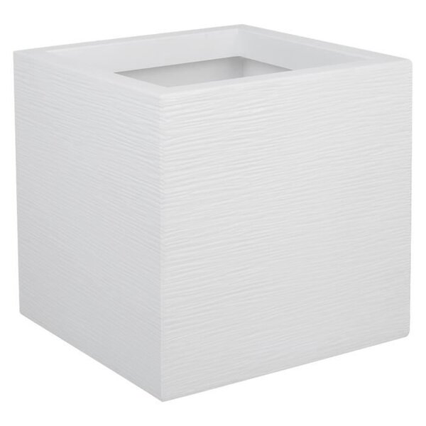EDA PLASTIQUE Bac a fleurs carré Graphit Up - 21 L - 29,5 x 29,5 x 29,5 cm - Blanc cérusié