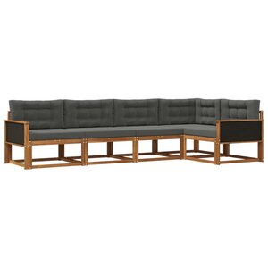 vidaXL Ensemble de canapés d'extérieur 5 pc Naturel et Anthracite
