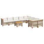 vidaXL Salon de jardin avec coussins 10 Pièces beige résine tressée