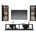 vidaXL Ensemble de meubles TV 4 Pièces Noir Bois d'ingénierie